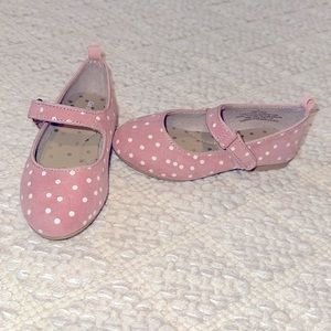 NBW- Cat and Jack- Ballet Flats- Pink and White Polk Dot